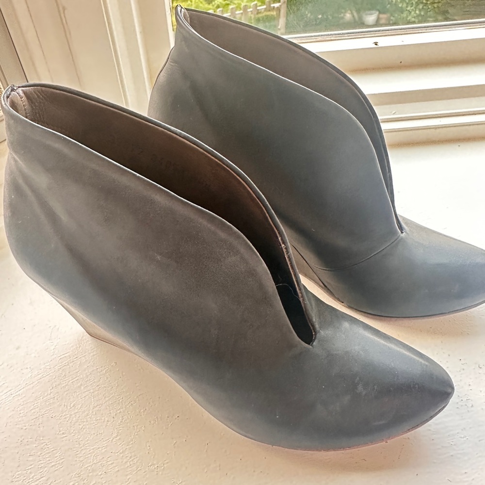 Black leather booties